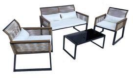 Sodo baldų komplektas NOVELLY HOME, dvivietė sofa, 2 foteliai, stiklinis stalas, Aragon YH-416