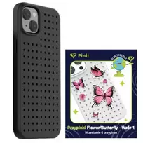 Pinit Dynamic + Flower/Butterfly Pin phone case for iPhone 14 | iPhone 15 | iPhone 13 black