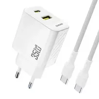 Dudao A27 MaxC travel charger | 35W | USB-C, USB-A | with USB-C to USB-C cable included | white