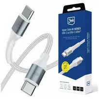 3MK Hyper N-SERIES data transfer and charging cable | USB-C to USB-C | PD 3.0, QC 3.0 | 100W | 2m | white