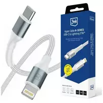 3MK Hyper N-SERIES data transfer and charging cable | USB-C to Lightning | PD 3.0 | 27W | 3m | white