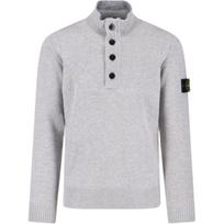 Stone Island vientos spalvos pusiau užsegamas su stovu apykakle vilnonis megztinis Unisex megztinis Pilkas K2S155100040S00A3-V0M64 M