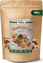 "Biojoy" ekologiškas žiemos magijos vaisių mišinys (500 g) su migdolais, anakardžių branduoliais, spanguolėmis, baltosiomis šilkmedžio uogomis, braziliškais riešutais ir šokoladu