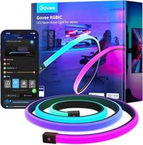 "Govee" žaidimų neoninių LED juostų 3 m ilgio juosta su 84 LED karoliukais, RGBIC neoninių LED juostų apsauga nuo atspindžių su "Alexa" funkcija ir programėle, 11 muzikos režimų ir daugiau nei 64 scenų režimas, skirtas žaidimų kambariui ir stalui, galima