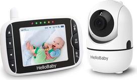 "HelloBaby" kūdikių monitorius su kamera HB65, 3,2 colio ekranas, kūdikių monitorius, 360 laipsnių matymo kampas, nuotolinio pasukimo, pakreipimo ir priartinimo kūdikių kamera, naktinis matymas, vidinis ryšys, temperatūros jutiklis.