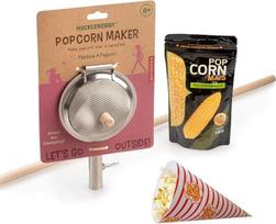 "Huckleberry Popcorn Maker" rinkinys su medine lazdele ir "Hopser Butterfly Popcorn" - smagi pramoga vaikams ir suaugusiesiems prie laužo, grilio ir židinio