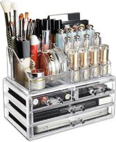 "Ikee Design Clear Cosmetic Organizer Clear Makeup Organizer Cosmetic Display Case for Dressing Table Bathroom Counter or Dresser