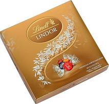 "Lindt LINDOR" dovanų dėžutės mišinys, dovanų šokoladas, apie 15 LINDOR rutuliukų, 4 rūšys (pieniškas, baltas, tamsus 60% ir lazdyno riešutų), 187 g