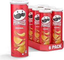 "Pringles Original" (6 x 165 g) - nepakartojami klasikiniai užkandžiai patogioje skardinėje - traškūs traškučiai su druska - "Pop Play". Valgyk.