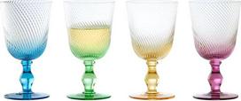 "Swirl" rankų darbo vyno taurės, puikiai tinkančios raudonajam vynui, baltajam vynui, vandeniui ar gėrimams - 450 ml - įvairiaspalvės - 4 elegantiškų vyno taurių rinkinys