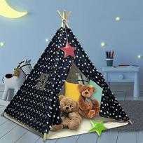 "Teepee" žaidimų palapinė vaikams, vaikiška palapinė su pliušiniais kilimėliais, vaikiška palapinė viduje, "Teepee" palapinė lauke ir patalpose vaikų pramogoms (120 x 120 x 150 cm)