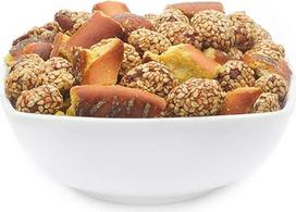 1 x 3 kg "Nibble Mix Party Nibble" saldžiarūgštis užkandis Žemės riešutų su sezamu ir medumi bei garstyčiomis Vegetariškas