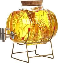 5L stiklo viskio dekanterio rinkinys su čiaupu "Whiskey Barrel Whiskey Carafe" gėrimų dozatoriumi vynui Scotch Bourbon Vodka Rum Liqueur Party Drink (A)