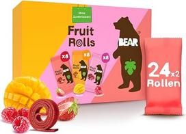 BEAR Vaisių ritinėliai "Mixbox", 100% natūralūs ingredientai, be pridėtinio cukraus, sveikas užkandis vaikams ir suaugusiesiems, 24 maišeliai x 20 g, 480 g