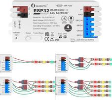 GLEDOPTO ESP32 WLED skaitmeninis šviesos diodų valdiklis su 4 kanalais, 15A saugikliu, mikrofono garsu, UART, "pasidaryk pats" FCOB, adresuojama šviesos juosta WS2811, WS2812, SK6812, TM1814, WS2813, WS2815 (GL-C-017WL-D)