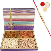 Jaiccha Ghasitaram Rakhi dovanos broliams Vaisiai n Riešutai Dryfruit Box 800 GMS su Pearl Rakhi