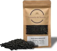 Juodieji pipirai iš Madagaskaro Ypač aromatingi, idealiai tinka malūnėliui Vaisingi, vaisiniai 100% natūralūs, sandariai uždaromas maišelis, 100 g