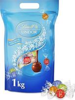 Lindt šokolado LINDOR rutuliukai iš nenugriebto pieno mišinio, 1 kg maišelis, uždaromas, apie 80 rutuliukų, 4 rūšys (pieno, pistacijų, pieno kremo, karamelės), didmeninė pakuotė, šokolado dovana