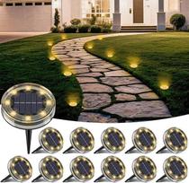 LOTMOS 12 Stück Solar Bodenleuchten Außen, 8 LED Solarlampen für Außen IP68 Wasserdicht, Wetterfeste Gartenleuchten Solar für Garten Rasen Gehweg Patio Auffahrt, Warmweiß