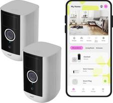 OMAJIN by Netatmo 2 belaidžių apsaugos kamerų rinkinys Viduje ir lauke 2K 140° žiūrėjimo kampas IP65 64GB SD debesų saugykla Judesio asmens aptikimas 9600mAh baterija 2 krypčių garsas OBU-2OWC