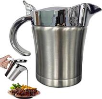 Padažo indas, metalinis dengtas padažo dubuo, valgomojo stalo priedai, (5,2 x 3,27 x 5,51 col.) Dviejų sluoksnių sulčių puodas, nešiojamas virtuvės įrankis padažams, kečupui, grietinėlei, salotų padažui, kremui, kremui, pienui