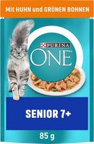 PURINA ONE Senior 7+ drėgnas kačių maistas, švelnūs gabalėliai padaže su vištiena, 26 vnt. (26 x 85 g)