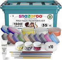 Snazaroo Schminkbox für Kinder & Erwachsene - inkl. Schminkfarben, Glitzer, Pinsel & Schwämme - Schminkset für Halloween, Karneval, Party, Fasching - Hautfreundlich & leicht abwaschbar