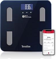 TERRAILLON - "FIT COACH" išmaniosios svarstyklės "WiFi" impedanso matuoklis Riebalai Raumenys Raumenys Vanduo Kaulai Visceralinis KMI LCD ekranas Talpa 180 kg Stiklo plokštelė juoda