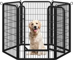 Yaheetech Dog Playpen 6 skydai Narvas šunims Vidinis aptvaras mažiems gyvūnams Šuo Šuniukas Triušis Antis Metalinė tvora Lauko veislynas su durimis