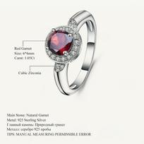 Gb Real 925 Sterling Silver klasikiniai vestuviniai žiedai 1,05 ct apvalus natūralaus raudono granato brangakmenio žiedas moterims Dailūs papuošalai 8