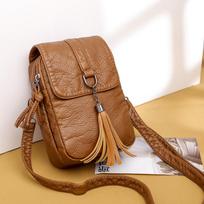 Yogodlns Vintage Kutas Crossbody Krepšys Moterims PU Odinis Pečių Krepšys Telefonas Piniginė Mada Mažas Kvadratinis Krepšys Mini Messenger krepšys 14x7x21cm ruda