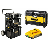 DeWALT 1-70-349 TOUGHSYSTEM vežimėlio ir dėžių komplektas + DeWALT radija + baterija