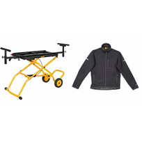 DeWALT DE7260 diskinio pjūklo sulankstomos staklės su ratukais +  DWC104-001 Džemperis Barton Technical