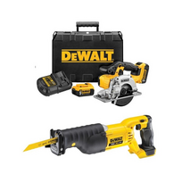DeWALT DCS373P2 18V XR diskinis pjūklas metalui pjauti + DCS380N DeWALT 18V XR Li-Ion tiesinis pjūklas