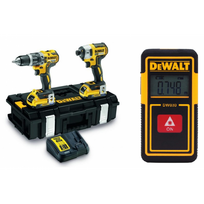 DCK266D2 DeWALT 18V XR veržliasukis + suktuvas-gręžtuvas + DW030PL lazerinis atstumo matuoklis