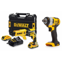 DCF809N DeWALT 18V smūginis suktuvas + DCF620D2K 18V gipskartonio suktuvas (2x2.0 Ah)