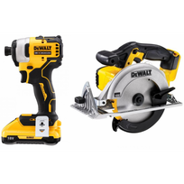 DCF809N DeWALT 18 V smūginis suktuvas + DCS391N 18 V XR Li-Ion diskinis pjūklas