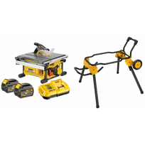 DCS7485T2 DeWALT FLEXVOLT 54V išilginio pjovimo staklės + DWE74911 staklių stovas (2x6.0 Ah)