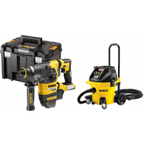 DCH333NT DeWALT FLEXVOLT 54V SDS-Plus perforatorius 30mm + DWV902M siurblys su teleskopine rankena