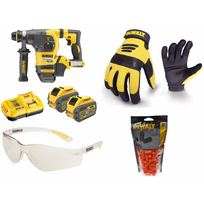 DCH333X2 DeWALT FLEXVOLT 54V SDS-Plus perforatorius 30mm + apsuginiai akiniai, pirštinės, vienkartiniai ausų kištukai