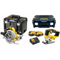 DCS334P2 DeWALT 18V siaurapjūklis + DCS570NT 18V diskinis pjūklas
