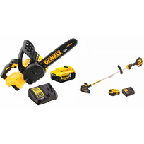 DCM561P1S DEWALT 18V 5.0Ah žoliapjovė – trimeris + DCM565P1 18V 5.0Ah grandininis pjūklas