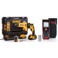 DCF620P2K DeWALT 18V 5.0 Ah gipskartonio gręžtuvas + Leica Disto D2 Bluetooth lazerinis atstumų matuoklis