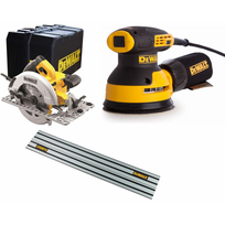 DWE576K DeWALT diskinis pjūklas + DWE6423 šlifuoklis 280W + DWS5022 1.5 m kreipančioji liniuotė