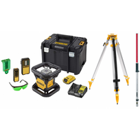 DCE079D1G DeWALT akumuliatorinis rotacinis nivelyras + DE0736 lazerio skalės strypas + stovas