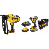 DCN660N DeWALT 18 V XR 16 Ga akumuliatorinė viniakalė + DCF887P2 18V smūginis suktuvas