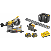 DHS780N DeWALT FLEXVOLT 54V XPS skersinio pjovimo staklės + DCS520T2R 54V įleidžiamas diskinis pjūklas su liniuote