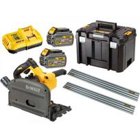 DCS520T2R DeWALT FLEXVOLT 54V įleidžiamas diskinis pjūklas + 2 vnt. 1,5 metro kreipiančiosios liniuotės (2x6.0 Ah)