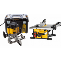 DWE7485 DeWALT išilginio pjovimo staklės + DW625EK kintamo greičio freza 2000 W