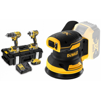 DCK266P3 DeWALT 18V rinkinys DCF887 smūginis suktuvas + DCD796 suktuvas-gręžtuvas + DCW210N 18V 125 mm ekscentrinis šlifuoklis